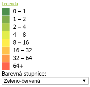 Standardní legenda (zeleno-červená škála)